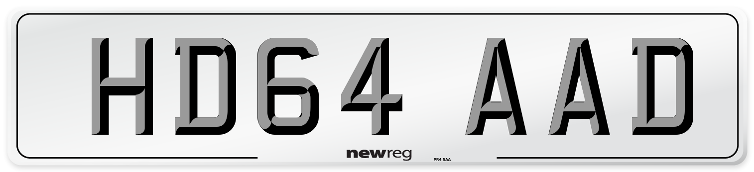 HD64 AAD Number Plate from New Reg